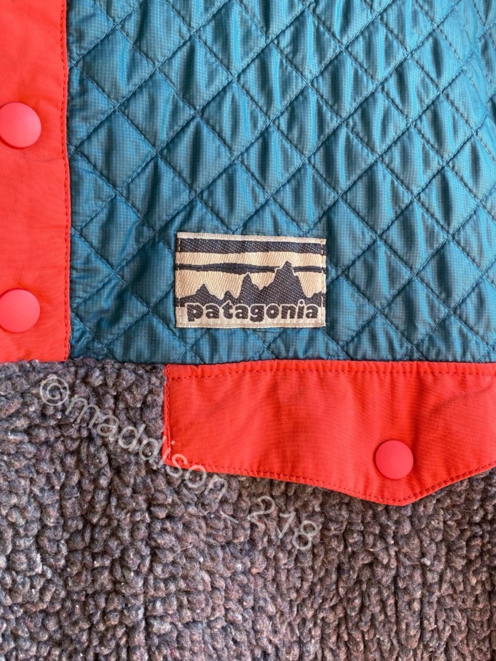 Patagonia Mixed Media Snap-T Pullover Large Crater Blue Sherpa Quilted Jacket L - Picture 11 of 15